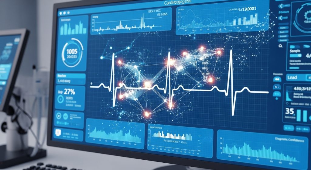 Sistema IA analizza un tracciato ECG per individuare anomalie cardiache