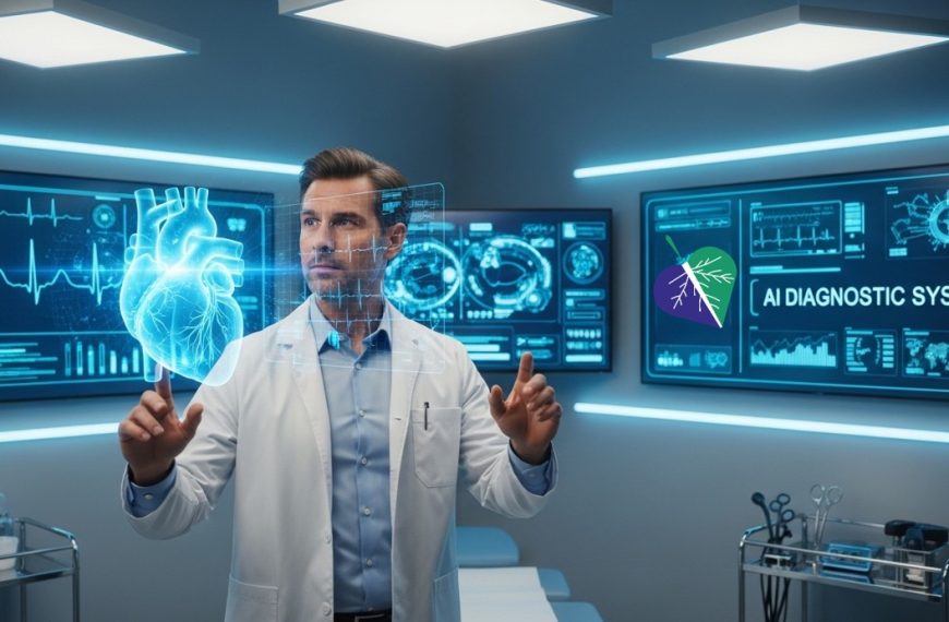 Cardiologo osserva modelli digitali del cuore elaborati da un sistema di intelligenza artificiale