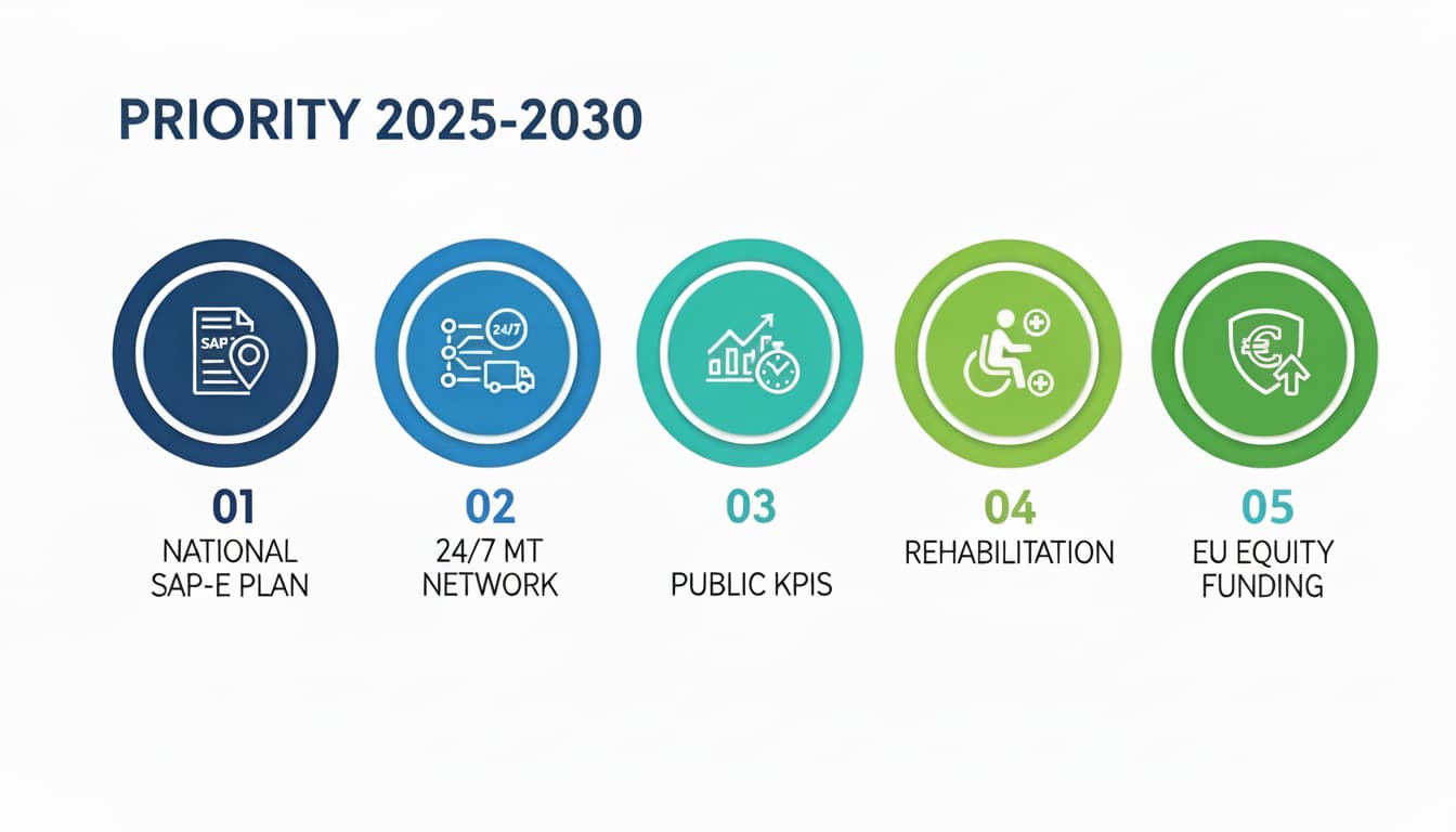 Priorità 2025–2030: Infografica con obiettivi SAP-E.